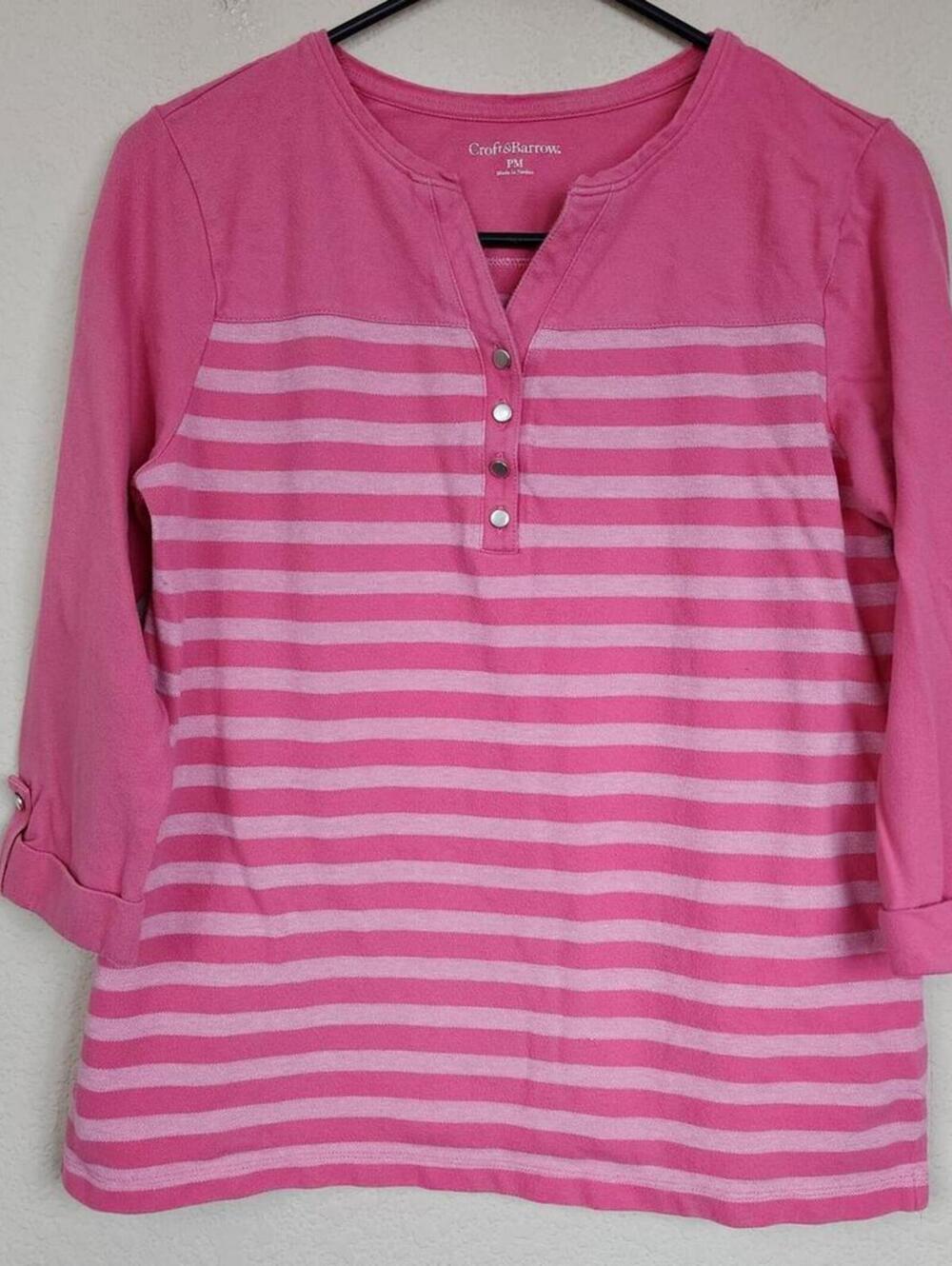 Croft & Barrow Pink Striped PM Shirt